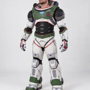 Cosplayer wearing the EVA foam armor pattern, full-body front three-quarter view